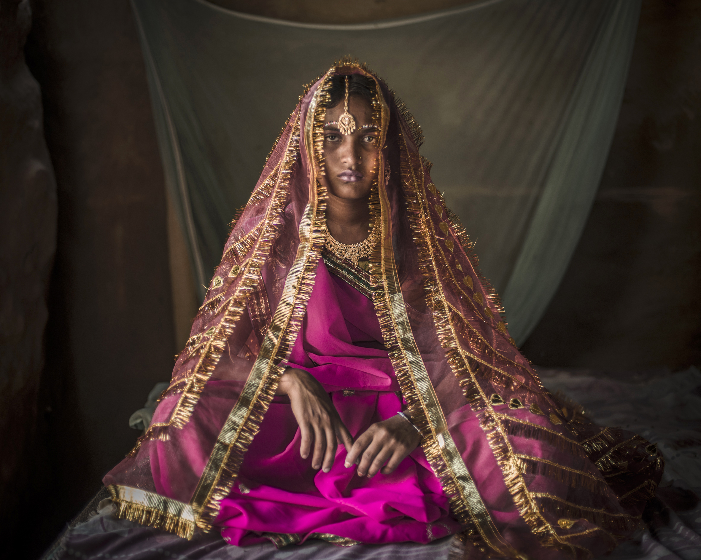 Anjali Kumari Khang is 12 years old. “ I am not happy. I do not want to get married. I hope my husband gets a job in a foreign city. Then I can come back to my mother’s home and stay for as long as I want.” Einerwa Village, Saptari district, Nepal. Photo by Poulomi Basu/VII Mentor.