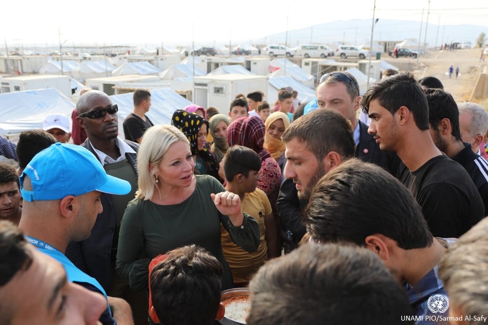 Special Representative for Iraq Jeanine Hennis-Plasschaert visiting Bardarash camp, in Dohuk Governorate, Iraq. Photo: UNAMI PIO